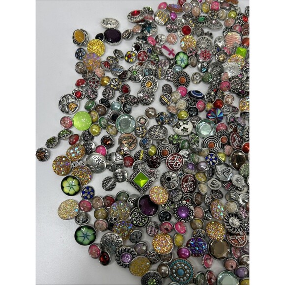 2lb+ Snap Button Charms Metal Dome Resin Fashion Jewelry Rhinestone - Picture 4 of 7